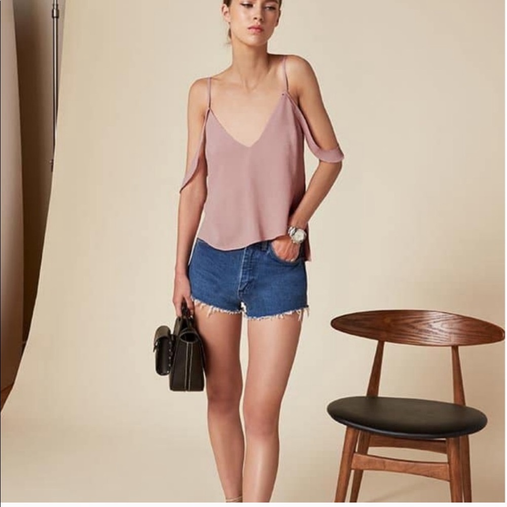 Reformation Lilith Pink Off the Shoulder Tank Top